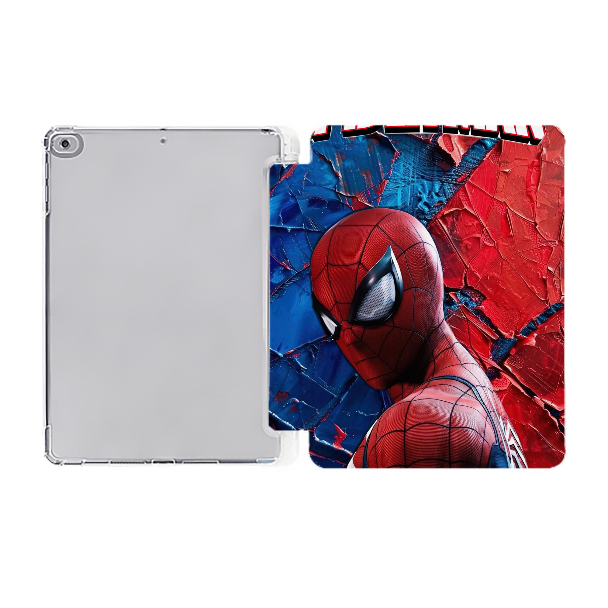 Spider Man スパイダーマン IPad ケース ペン収納付き 三つ折りスタンド PUレザー×シリコン 対応機種9.5/10.5/10.9インチ